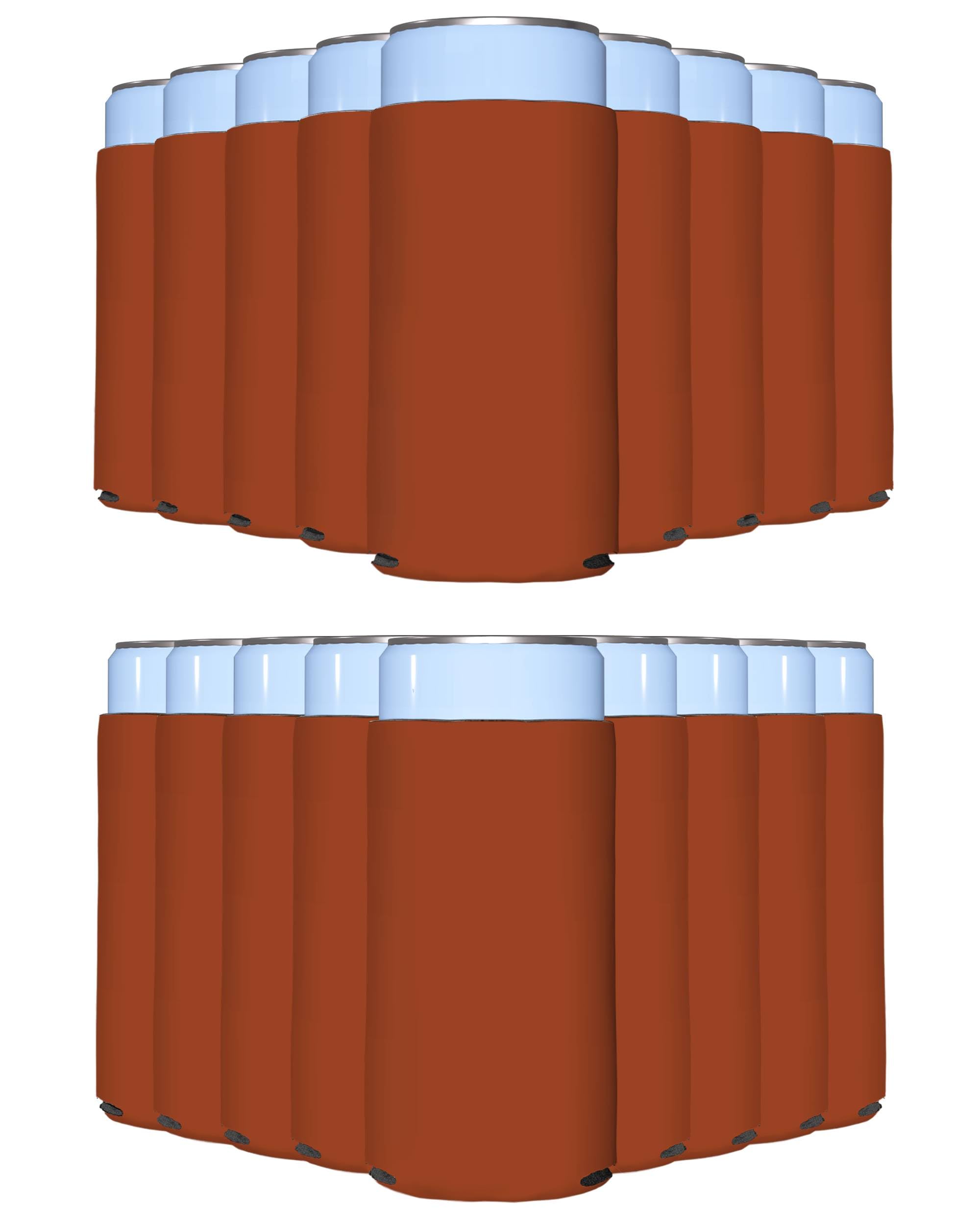 200 Pack Texas Orange Blank Slim Can Cooler Sleeves - Customizable Sublimation Coolers for Beer Bottles & 12oz Tall Cans | Skinny Collapsible Drink Insulators | Perfect for Parties, Tailgating & Outdoor Events