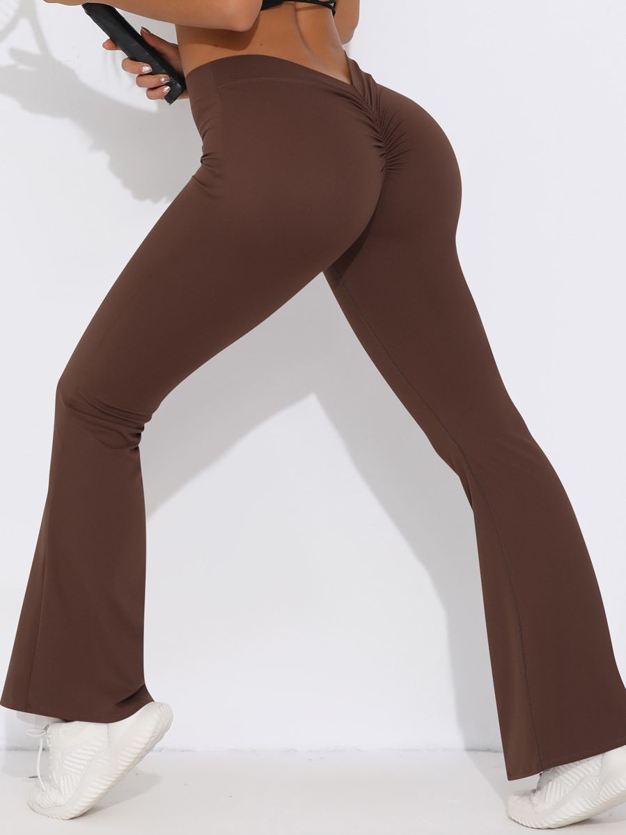 ZASUWA Women's V-Shaped Waist Scrunch Butt Lifting High Waisted Quick Dry Flare Leggings - Perfect for Yoga, Workout & Casual Wear