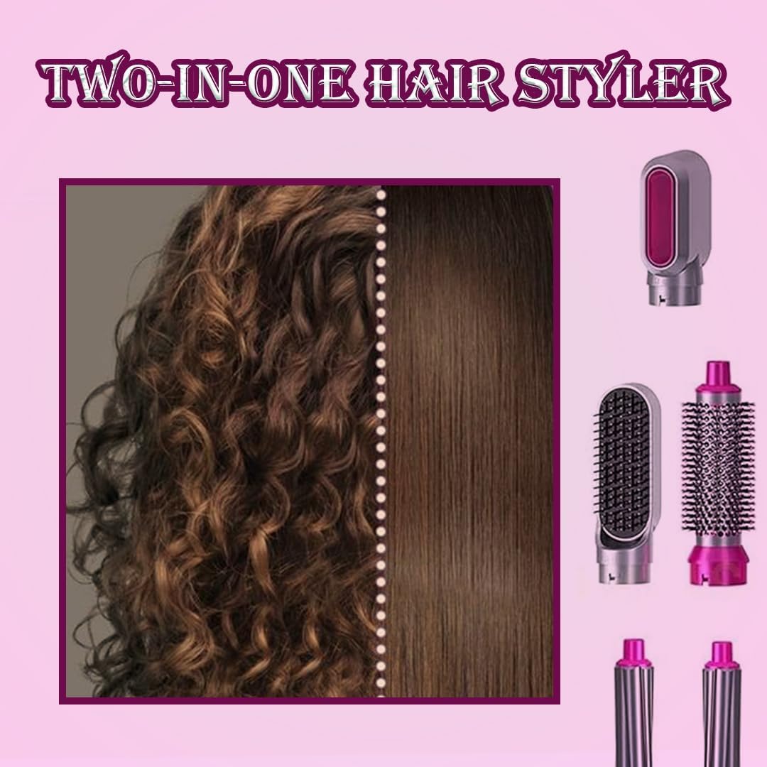 MORESOON 5-in-1 Hair Dryer Brush Set with Detachable Blow Dryer, Negative Ion Technology for Frizz-Free Styling | Hot Air Brush, Volumizer & Thermal Curler for Salon-Quality Blowouts at Home | Perfect for Daily Styling, Travel & Professional Use