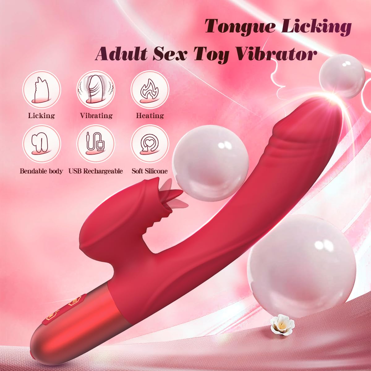 Premium Rabbit Vibrator with Heating, 10 Licking Modes & Powerful Vibration - Rechargeable G-Spot & Clitoral Stimulator for Women - Perfect for Couples Play & Solo Pleasure