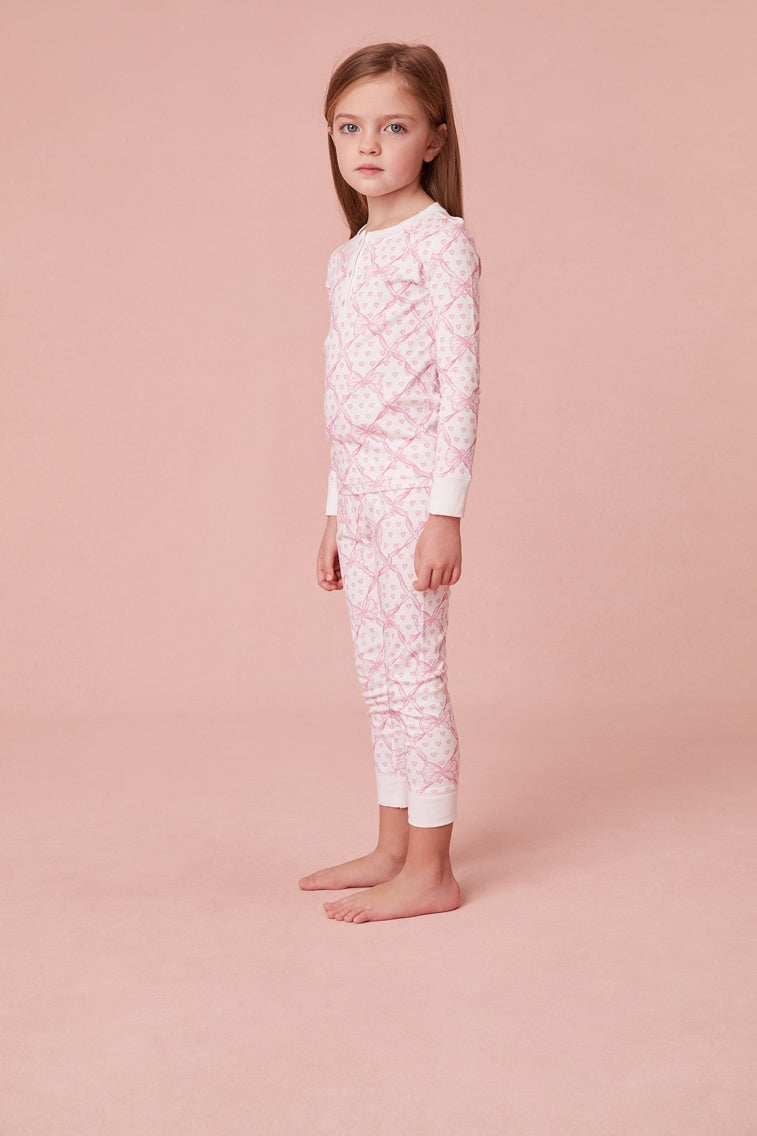 Roller Rabbit x LoveShackFancy Baby Bow Hearts Kids Pajama Set - Cute Heart Print Cotton Sleepwear for Girls & Boys - Perfect for Bedtime, Lounging & Family Photos