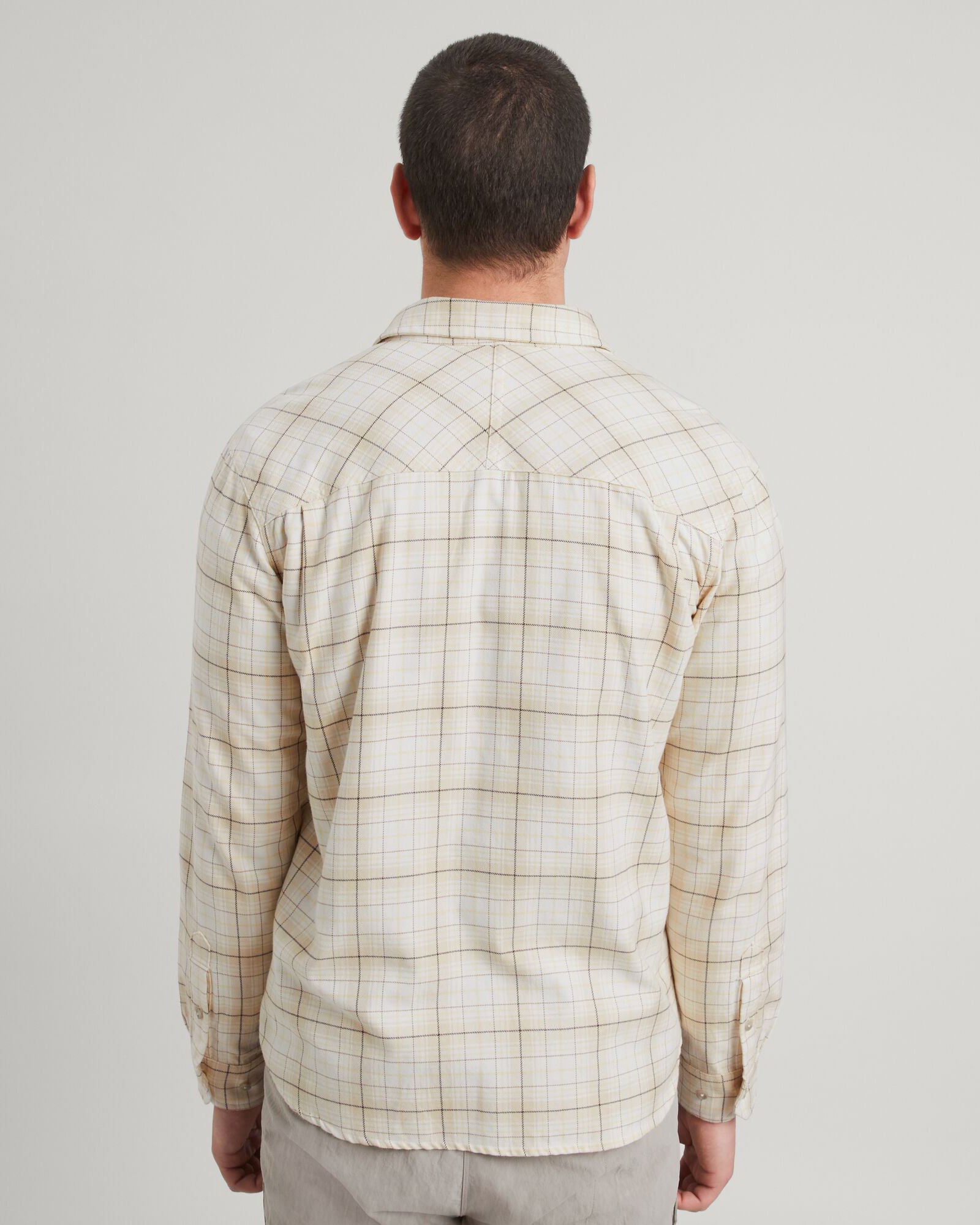 Men's Carrillon HF Long Sleeve Shirt - Natural/Sunlit Check Plaid Casual Button Down Shirt for Work, Office & Outdoor Activities
