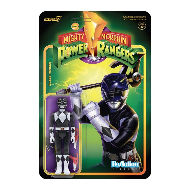 Mighty Morphin Power Rangers ReAction Black Ranger Action Figure - Collectible Toy for Fans, Kids & Display - Perfect for Play, Gifts & Nostalgic Collections