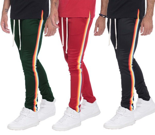 Rainbow Tape Track Pants for Men & Women - Stylish Striped Joggers for Running, Gym & Casual Wear