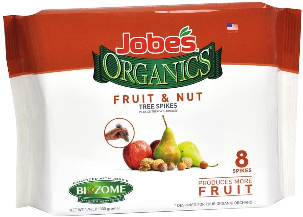 Jobe's 01213 Organic Fruit & Nut Tree Fertilizer Spikes - 12 Pack | Slow-Release Plant Food for Apple, Citrus, Peach & Nut Trees | Garden & Orchard Nutrient Boost