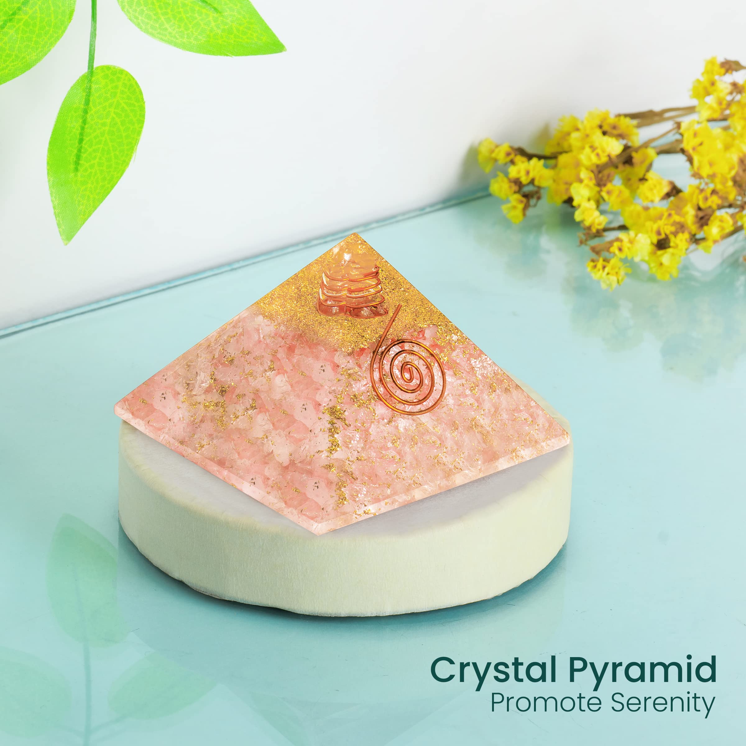Rose Quartz Crystal Pyramid - Healing Energy Stone for Desk Decor, Feng Shui Gift & Paperweight | Perfect for Meditation, Office & Home Décor