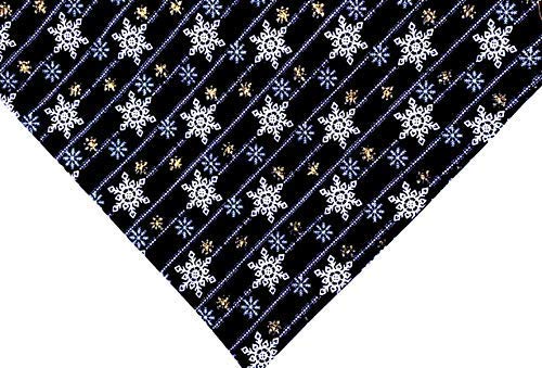 Dog Bandana - Slip Over the Collar Bib with Black, Gold & Silver Snowflake Design - Perfect Pet Gift for Christmas, Holidays & Special Occasions