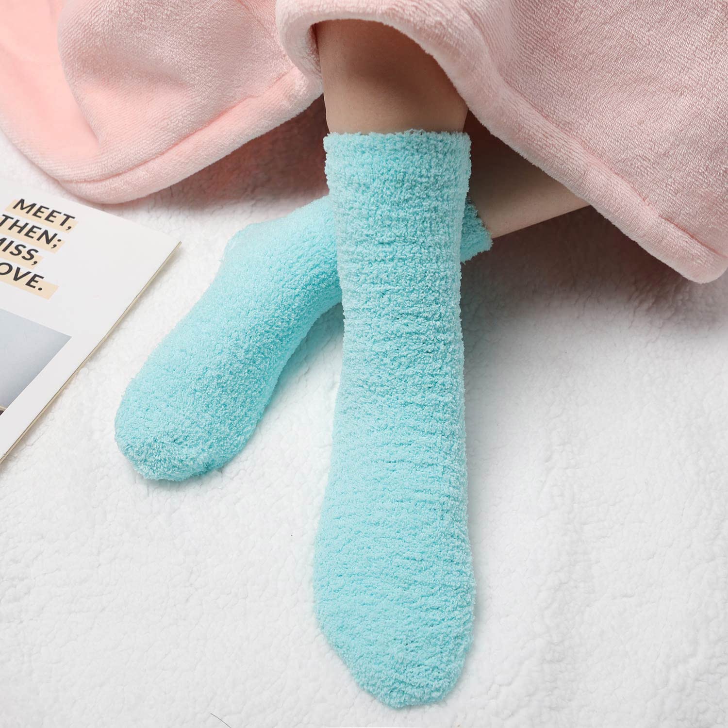 Cozy Plush Slipper Socks for Women - Warm Fuzzy Crew Socks with Non-Slip Sole | Soft Winter Indoor House Shoes for Lounge, Yoga & Home Comfort