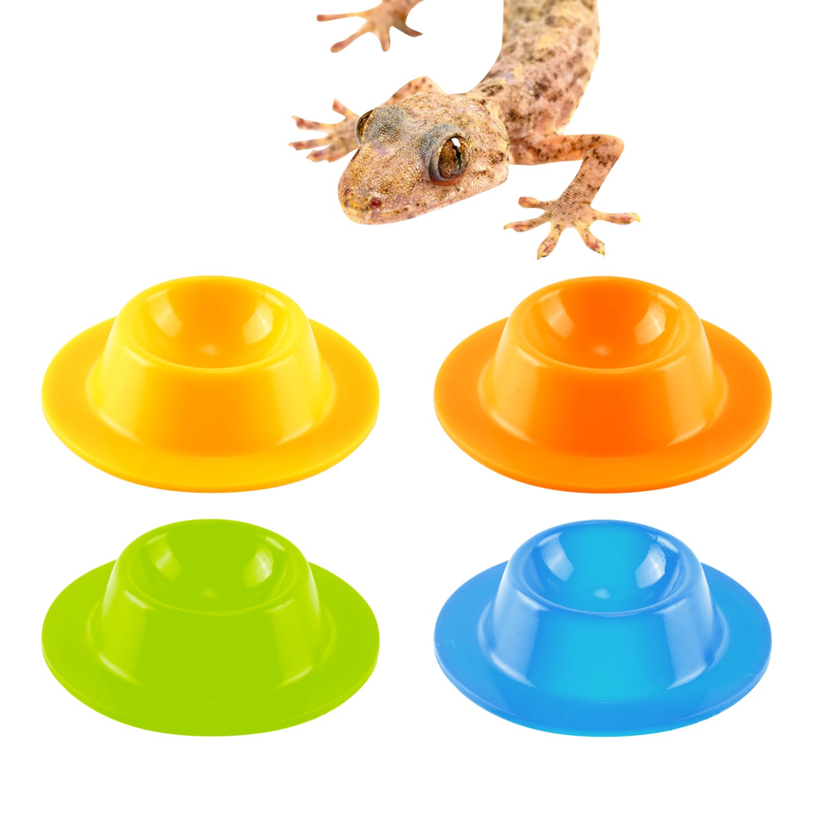 4PCS Gecko Lizard Food Bowls - Small Reptile Feeding Dish & Water Bowl Set - Durable Silicone Habitat Accessories for Hermit Crab, Bearded Dragon, Snake, Frog - Perfect for Terrariums & Reptile Enclosures