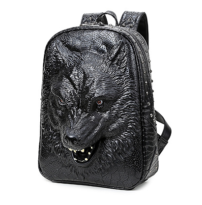 3D Wolf Head Backpack - Stylish Korean Edition School Bag for Men & Women - Perfect for College, Travel & Outdoor Adventures