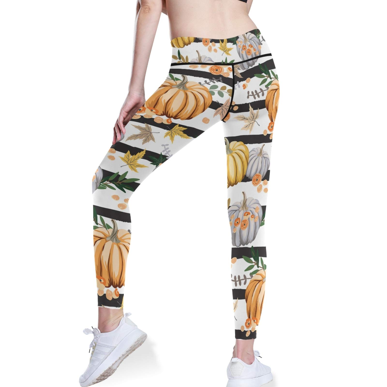 Autumn Pumpkin Yoga Pants - High Waist Tummy Control Leggings with Pockets for Workout & Running