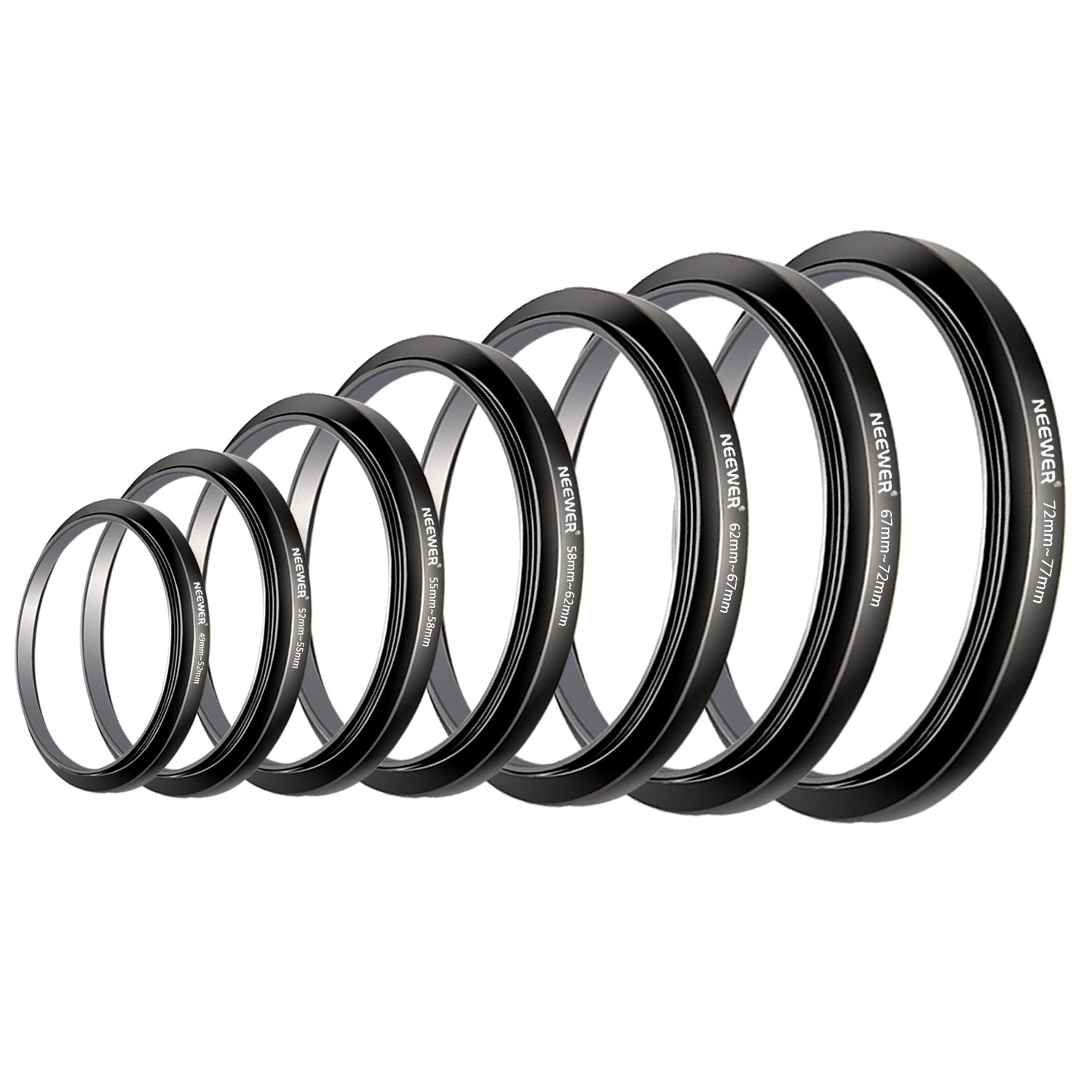 NEEWER 7-Piece Step-Up Lens Filter Adapter Rings Kit for DSLR & Mirrorless Cameras - Perfect for Photography, Videography & Outdoor Shooting