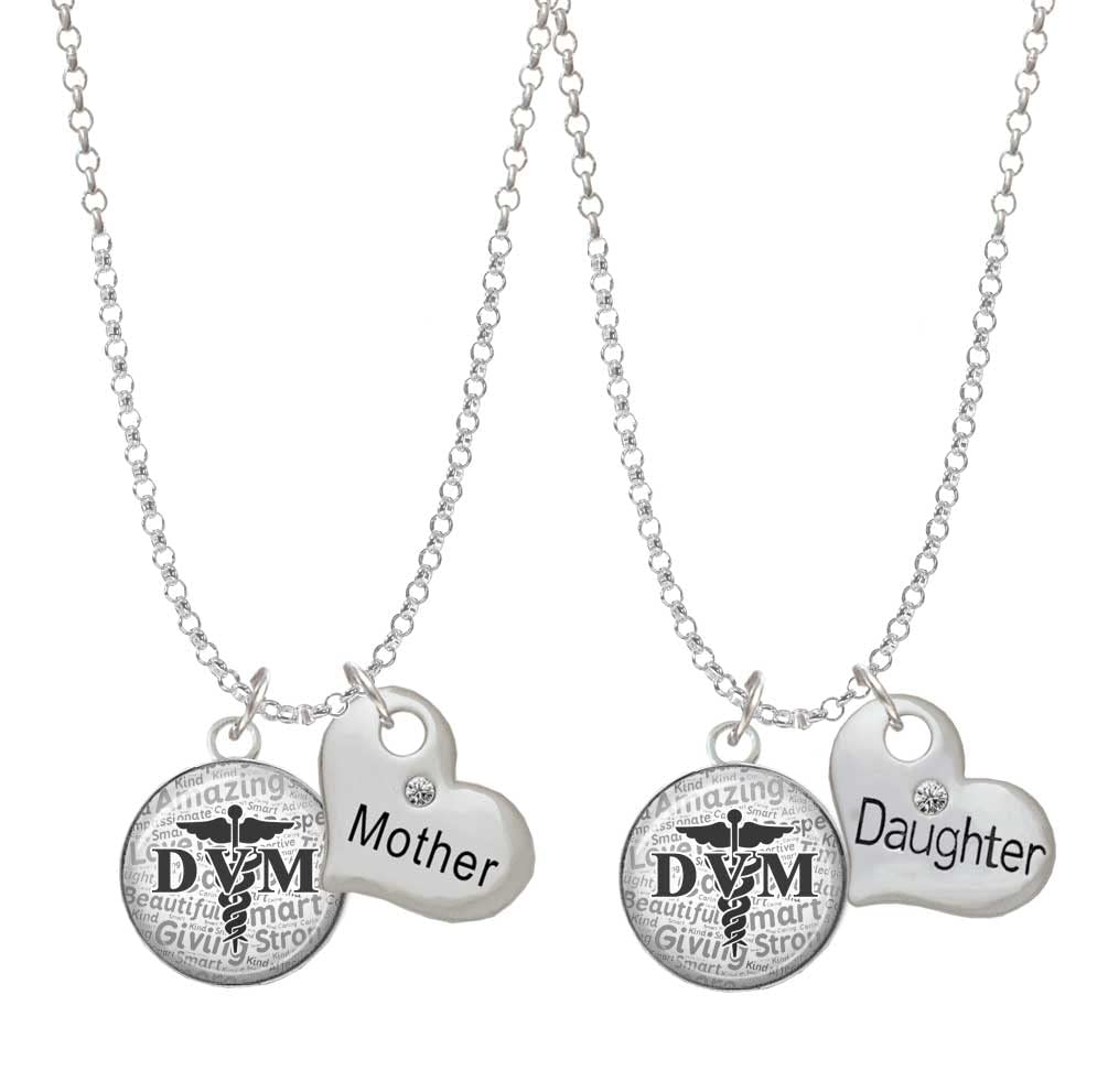 Delight Jewelry Sterling Silver Plated Mother Daughter Heart Necklace Set - 19