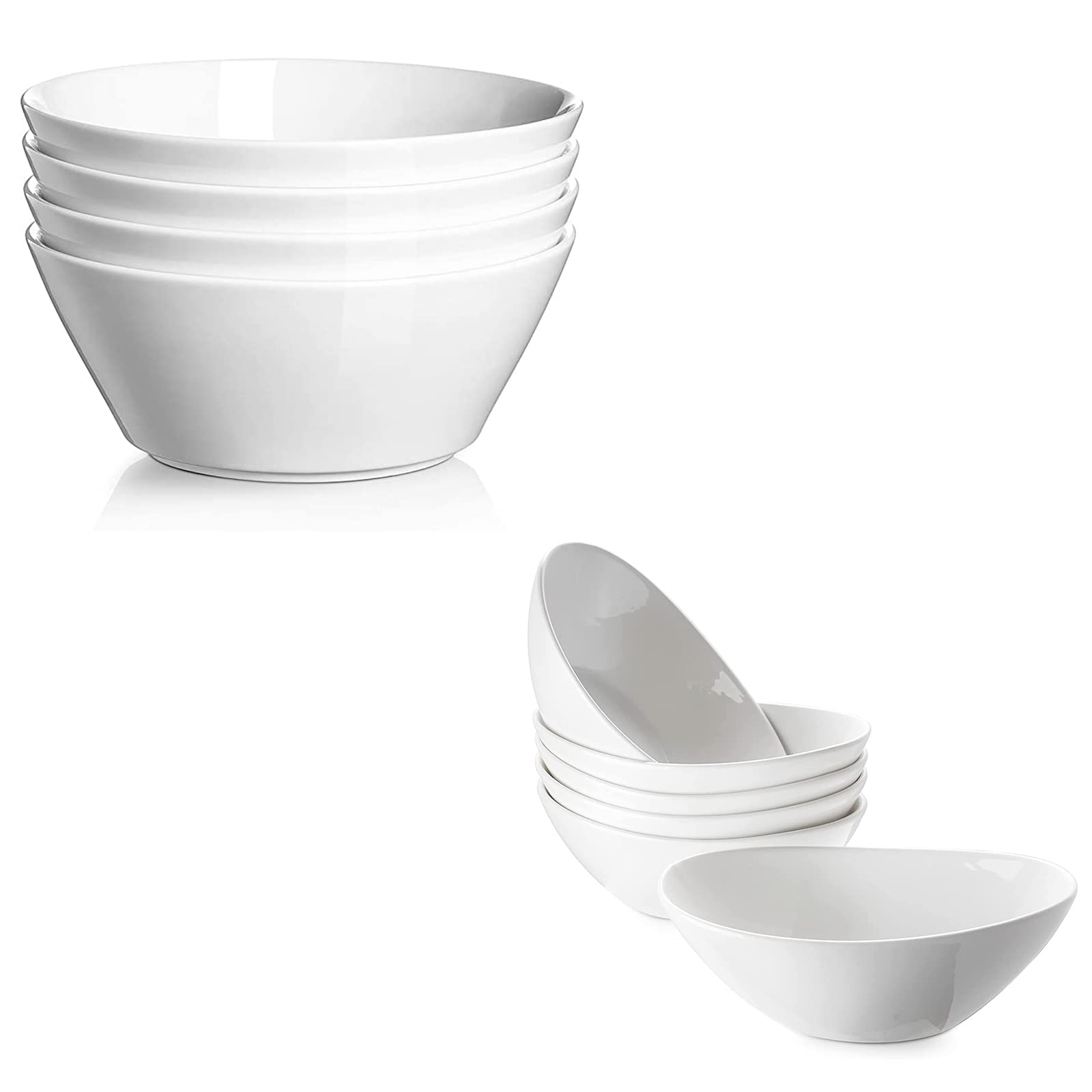 DOWAN 32oz Soup Bowls & 16oz Serving Bowls Set of 10 - Ceramic Dinnerware for Soup, Salad, Pasta, Ice Cream - Perfect for Home, Restaurant, Party Use
