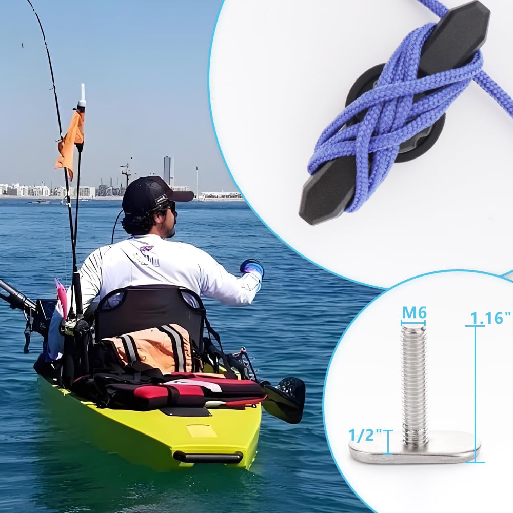 VTurboWay 2-Pack Black Kayak Track Mount Line Cleats - Heavy Duty Rail Mount Anchor Cleats for Kayaks, Canoes & Boats - Perfect for Docking, Mooring & Securing Gear on Water