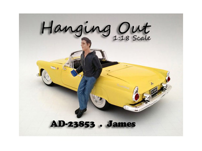 1:18 Scale James Figure for Model Cars - Hanging Out Pose by American Diorama - Perfect for Car Enthusiasts and Diorama Displays