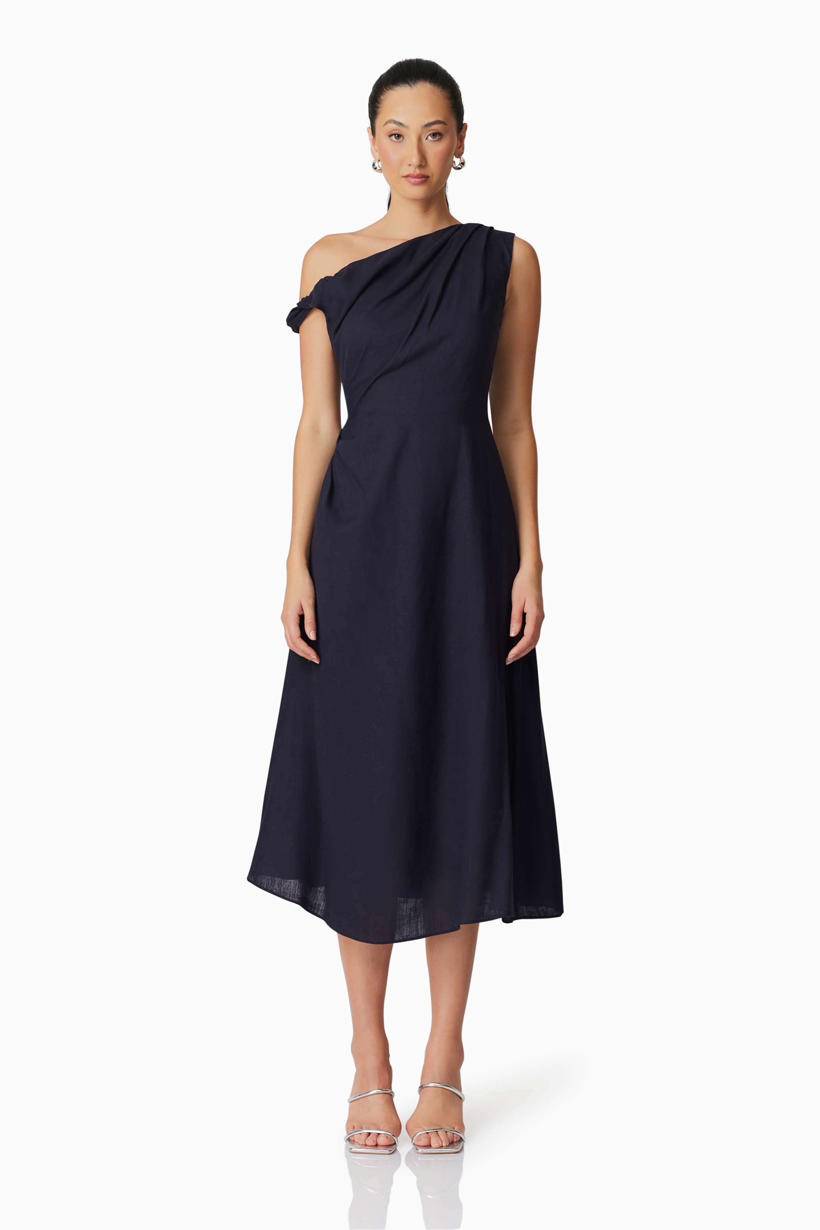 Black Kara Midi Dress - Elegant & Stylish for Parties, Weddings & Evening Events