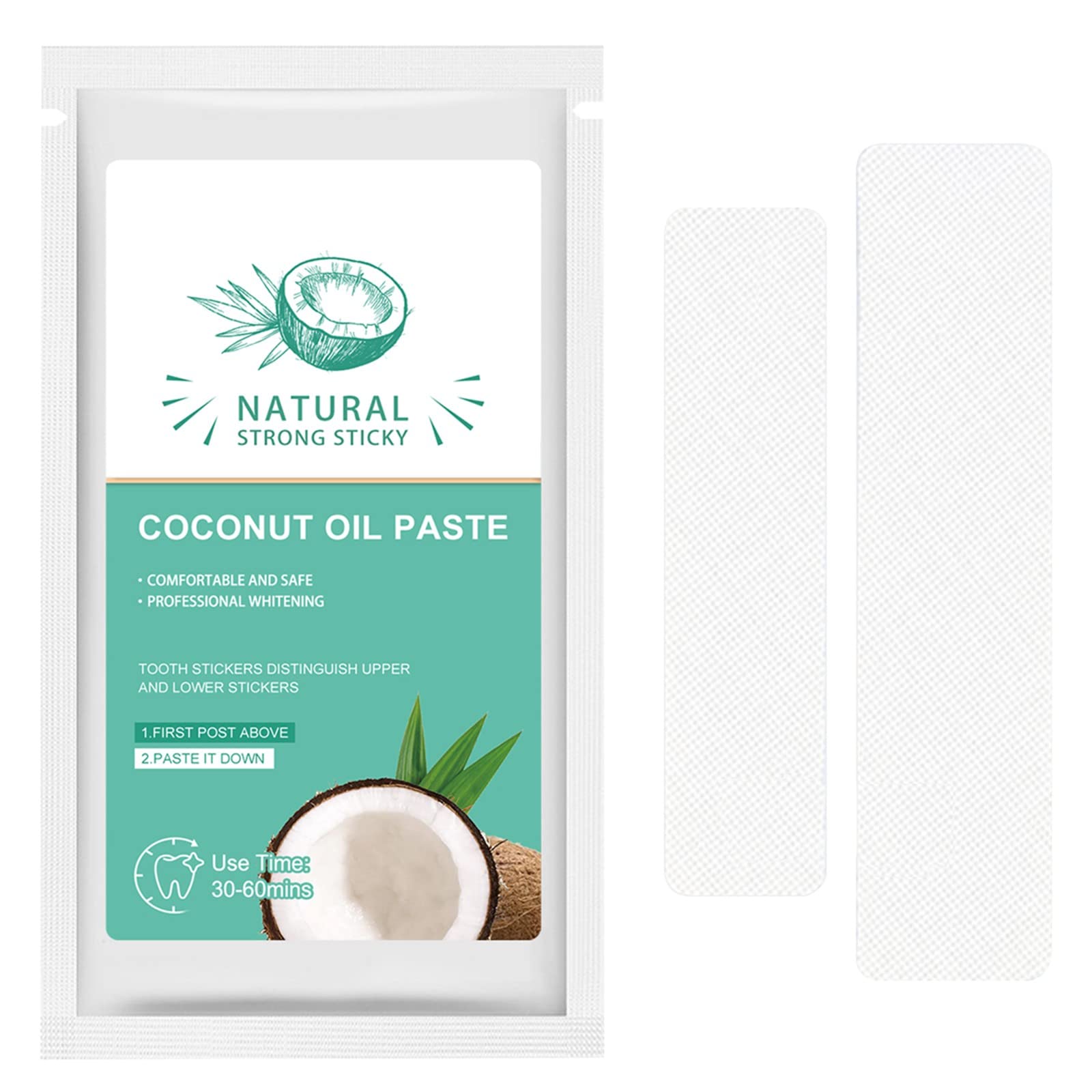 Natural Coconut Oil Teeth Whitening Strips - Remove Yellow Stains & Brighten Teeth | Safe for Electric Toothbrushes | Perfect for Daily Oral Care & Travel Beauty Routine