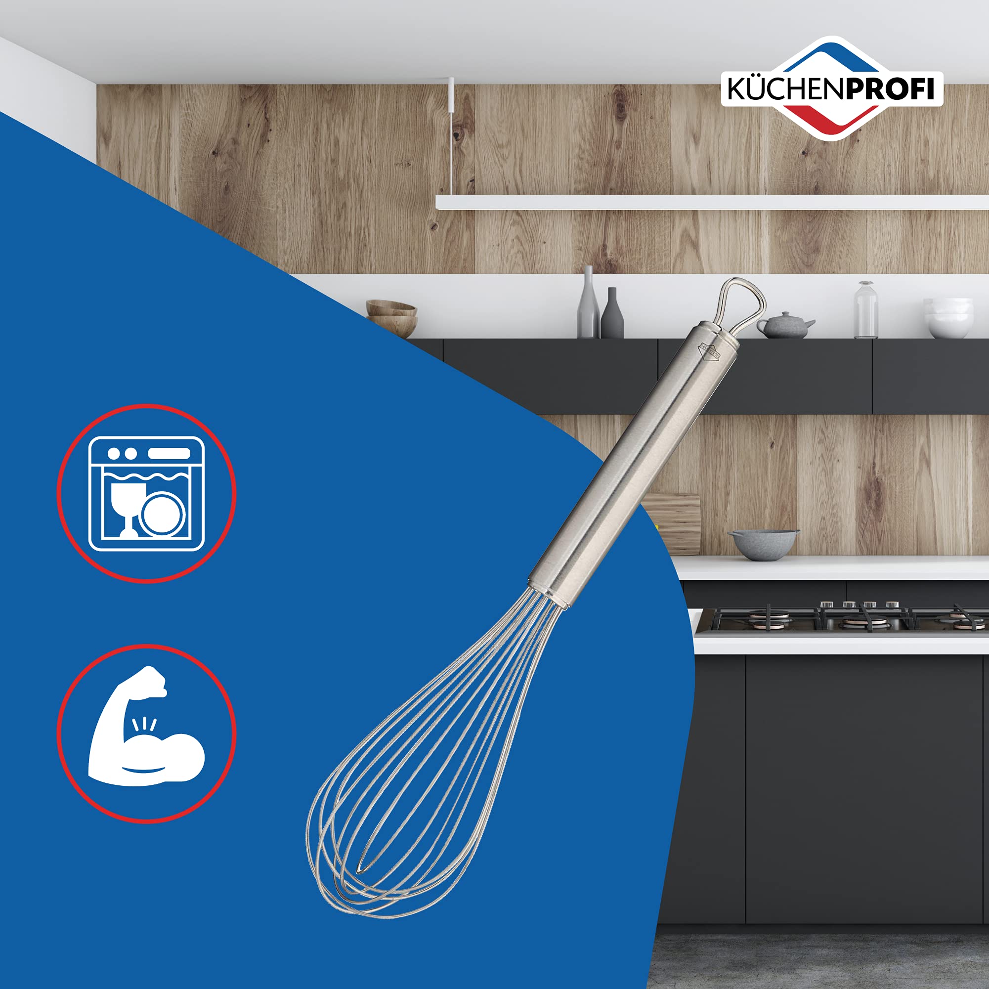 Premium Stainless Steel Kitchen Whisk - 10 Inch Silver Metal Egg Beater for Baking, Mixing Batter & Dough - Ideal for Home Bakers & Professional Chefs - Perfect for Cakes, Cookies, Pancakes & More