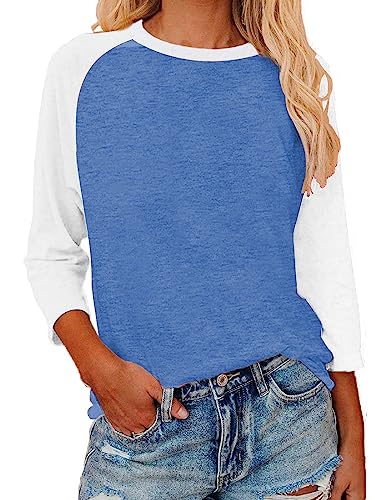 3/4 Sleeve-blue White