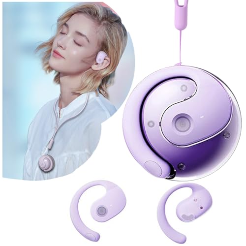 Wireless Bluetooth Earphones OWS Open Ear Hanging Headphones with Bluetooth 5.4, HiFi Stereo Sound & Noise Cancelling - Lightweight Comfortable for Running, Sports, Workouts & Daily Use (Purple)