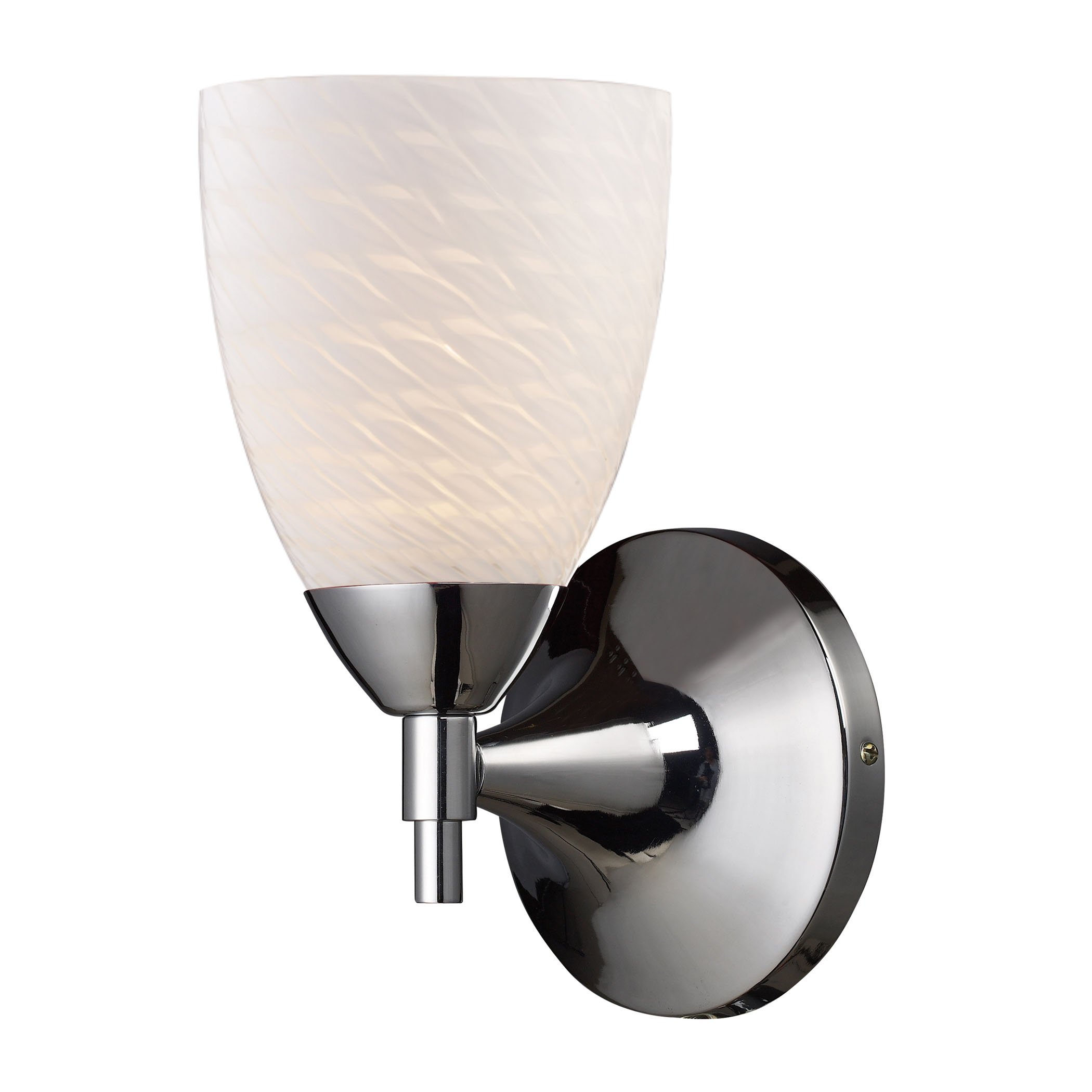 Celina 1-Light Chrome Wall Sconce with White Swirl Glass Shade - Modern Bathroom Vanity Lighting for Bedroom, Hallway & Entryway