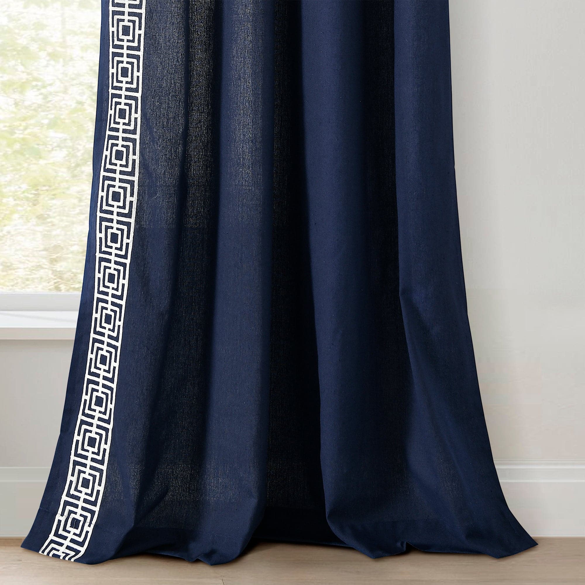 Luxury Modern Square Embroidery Border Window Curtain Panel - Elegant Home Decor for Living Room, Bedroom & Dining Room - Blackout Drapes with Embroidery Design - Perfect for Home, Office & Hotel Decor