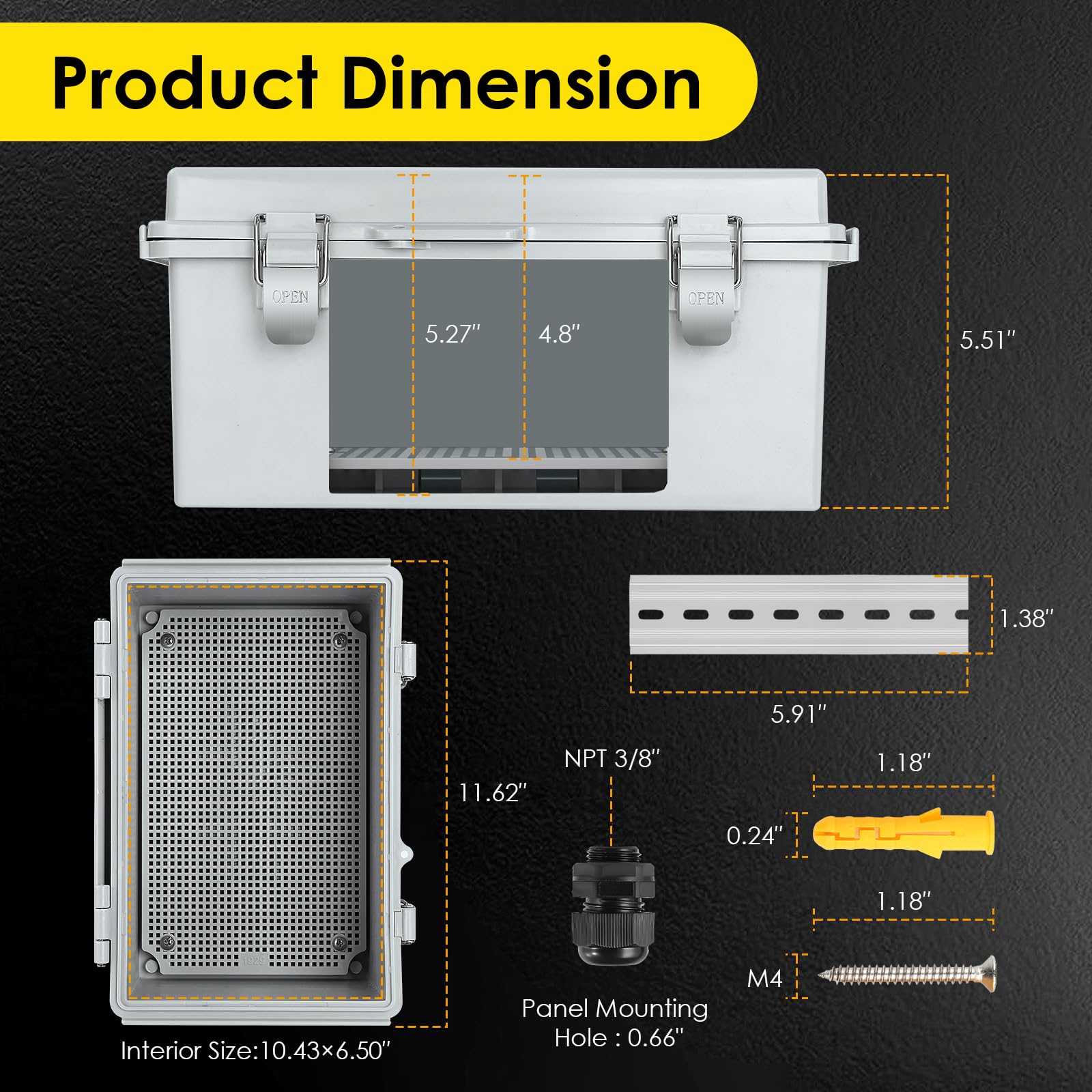 IP67 Waterproof Electrical Junction Box with DIN Rail for Outdoor DIY Projects