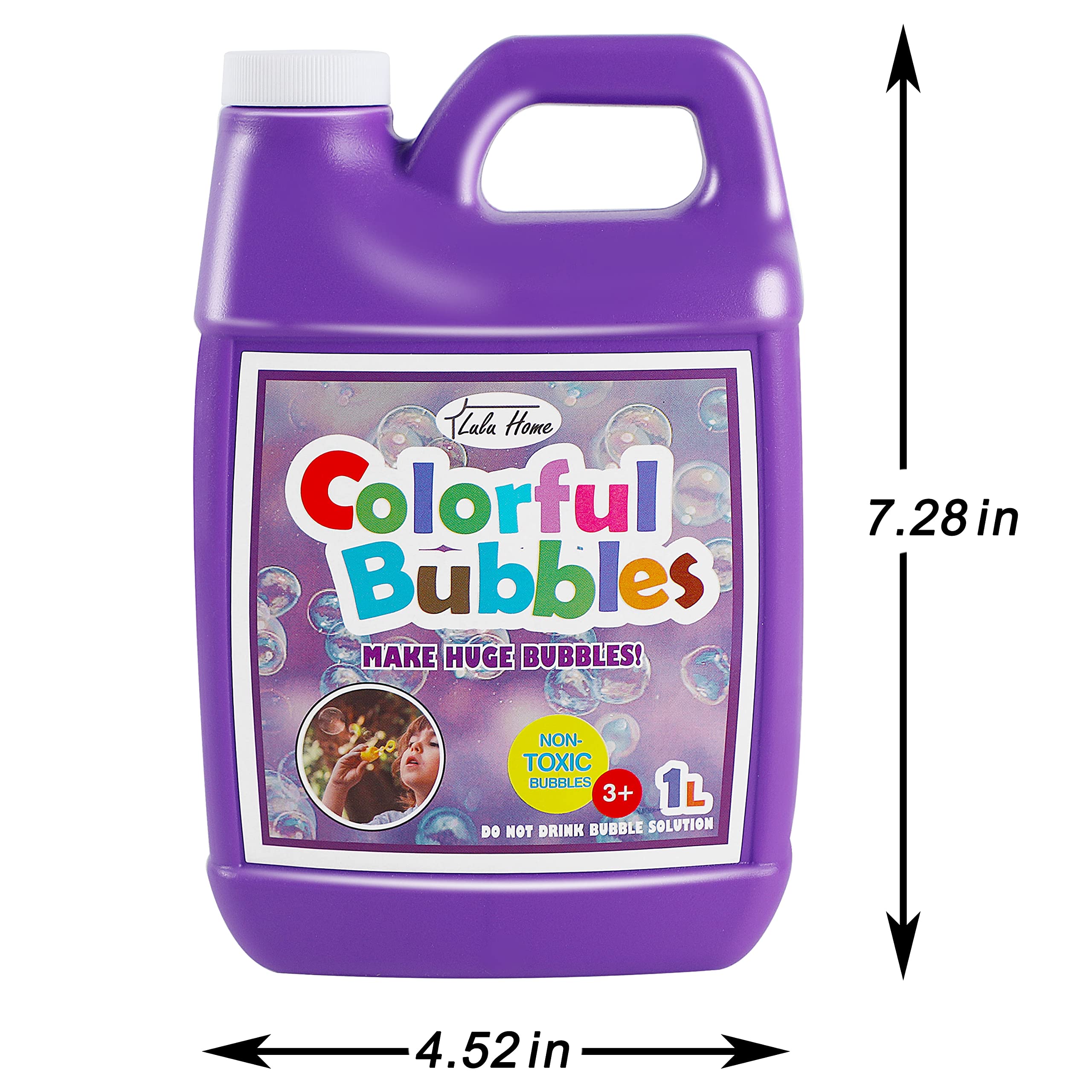Lulu Home 2 Pack Bubble Concentrate Solution - 1L (33.8oz) Refill for Bubble Machines, Giant Bubble Wands & Blower Toys - Perfect for Kids Birthday Parties, Outdoor Play & Summer Activities (Purple Bottle)