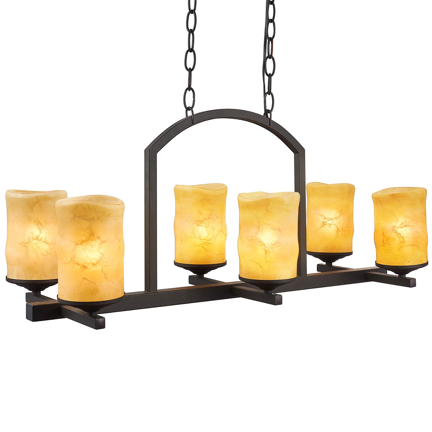 ANKEE 6-Light Vintage Metal Island Chandelier - Retro Industrial Pendant Lighting for Kitchen, Dining Room, Entryway, Hallway & Living Room - Perfect for Farmhouse, Loft & Rustic Home Decor