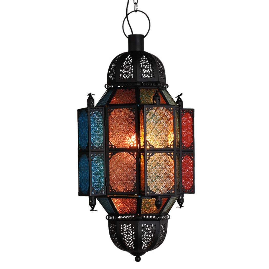 Handmade Moroccan Hanging Lamp - Tiffany Style Stained Glass Mosaic Pendant Light with E27 Base (110-240V) - Bohemian Turkish Chandelier for Home, Cafe, Restaurant & Bar Decor - Perfect for Living Room, Bedroom, Aisle Lighting and Unique Gift Idea