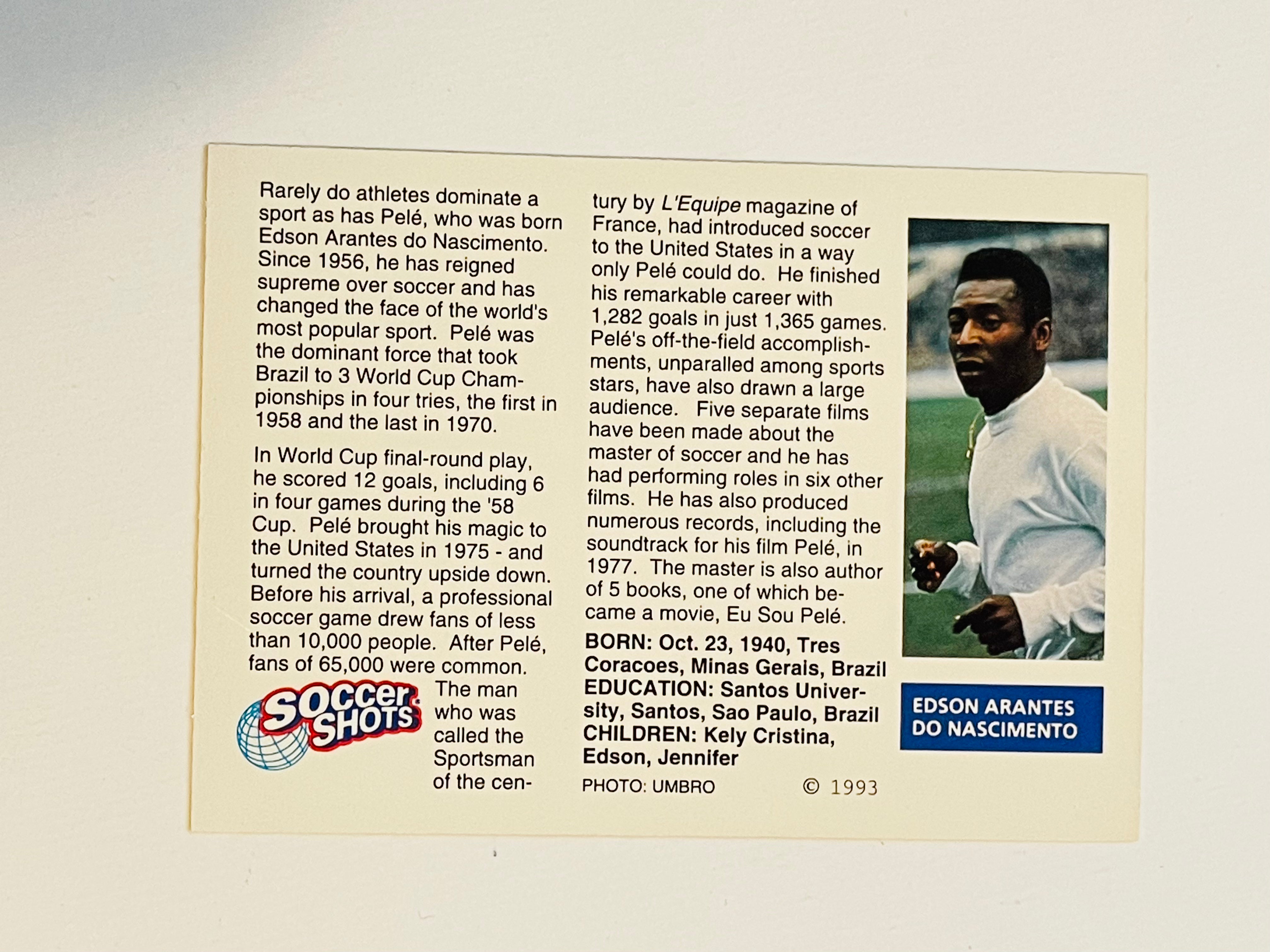 1991 Pele Rare Soccer Shots Promo Card - Vintage Football Collectible for Fans & Memorabilia Enthusiasts - Perfect for Display, Gifts, and Sports Collections