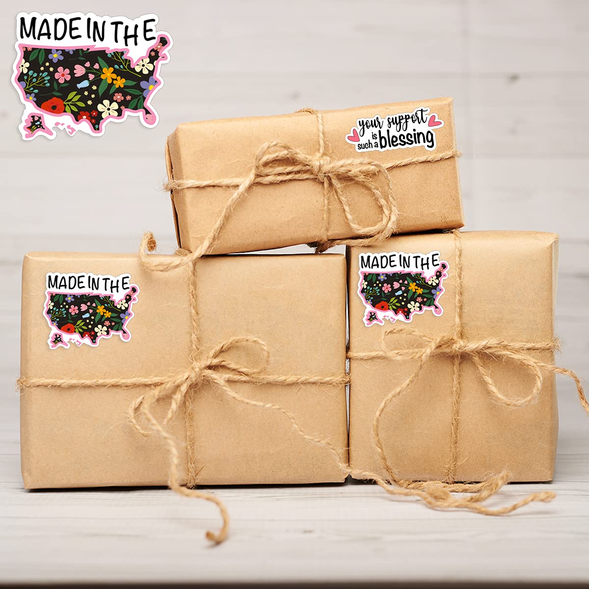 Wailozco 1.5'' America Map Stickers - 500 Labels/Roll for Small Business & Handmade Goods