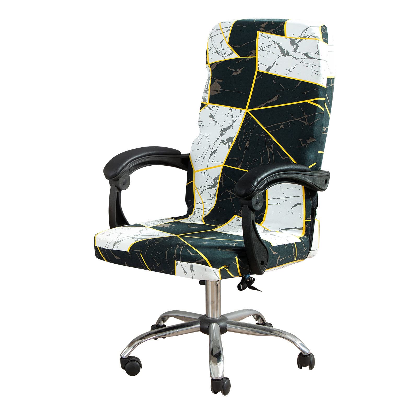Stretchable Computer Office Chair Cover with Zipper - Universal Removable Washable Desk Chair Protector for Rotating Chairs (Large Size) - Perfect for Home Office, Gaming & Conference Room Use