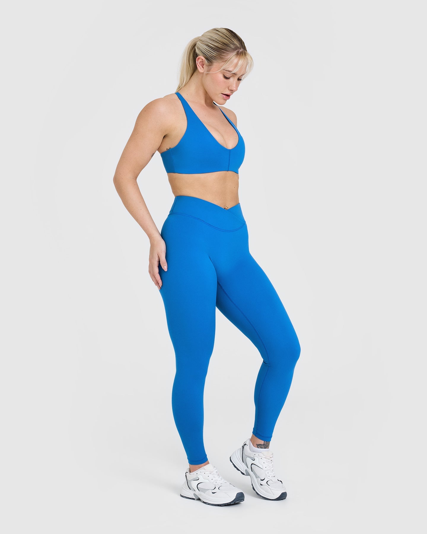 Retro Blue High Waist Yoga Leggings for Women - Seamless Tummy Control Workout Pants - Perfect for Yoga, Running, Gym & Lounge Wear
