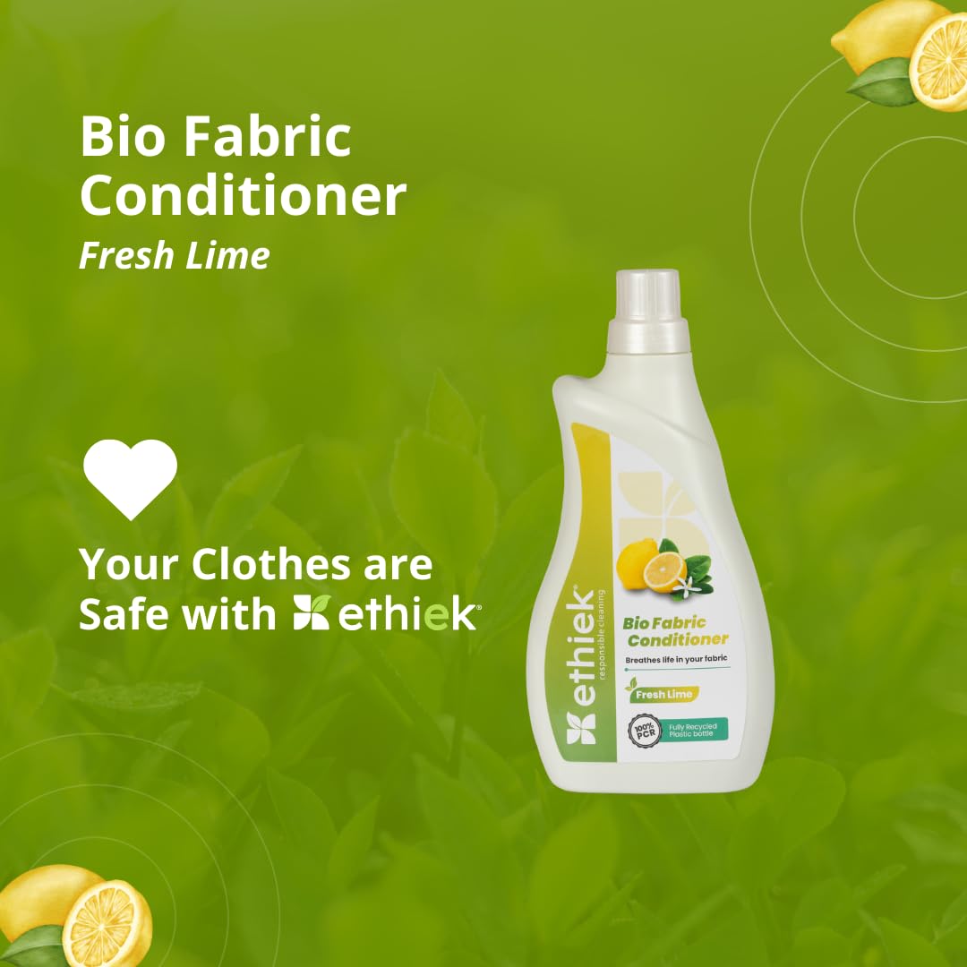 Ethiek Natural Fabric Conditioner & Softener - 500ml | Plant-Based, Non-Toxic, Eco-Friendly & Organic | Softer Clothes with Lemon Freshness | Protects Fabric Shine | Safe for Wool & Baby Clothes | Ideal for Laundry, Delicates & Sensitive Skin Care