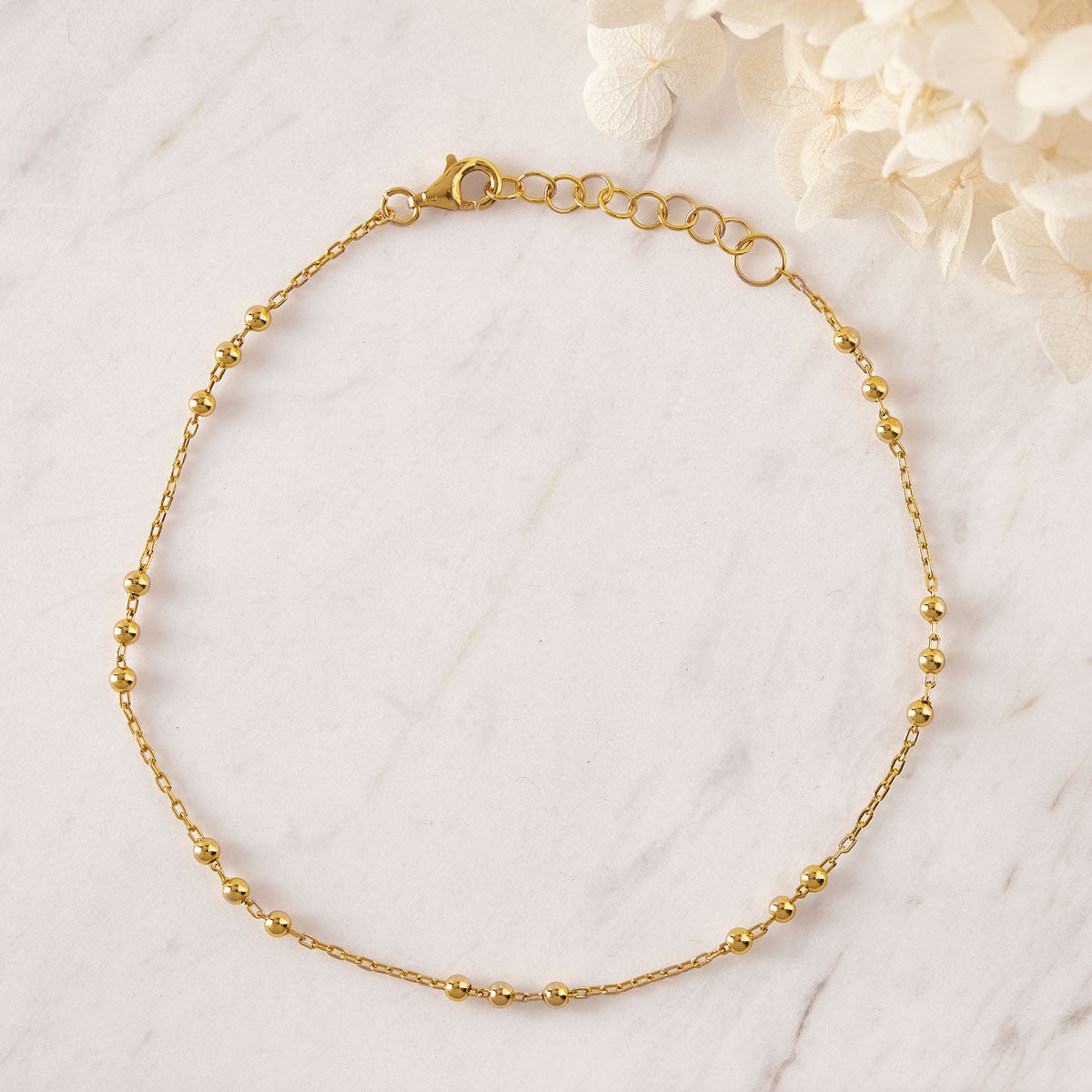 Gold Beaded Chain Anklet for Women - Elegant Adjustable Ankle Bracelet for Summer, Beach, Boho Fashion & Casual Wear