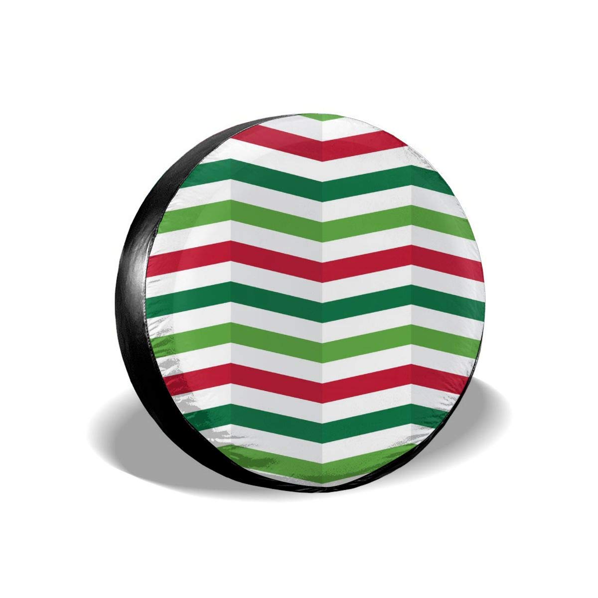 17 Inch Waterproof Spare Tire Cover - Green Red White Christmas Stripes Design for Trucks, SUVs & Jeeps | All-Weather Protection & Stylish Wheel Accessory (Perfect for Holiday Road Trips & Off-Road Adventures)