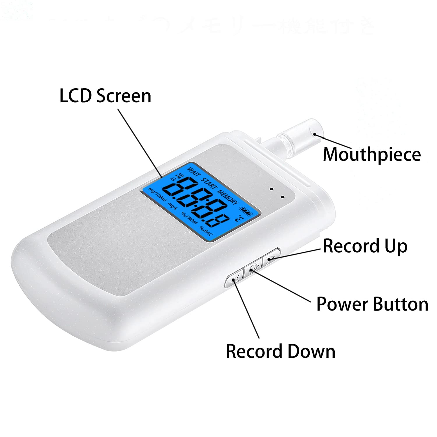 Portable Breathalyzer Tester with 1000mAh Rechargeable Battery - Personal Alcohol Breath Analyzer for Home, Party & Professional Use - Includes 10 Mouthpieces, USB Cable & Storage Bag - Perfect for Drivers, Partygoers & Workplace Safety Checks