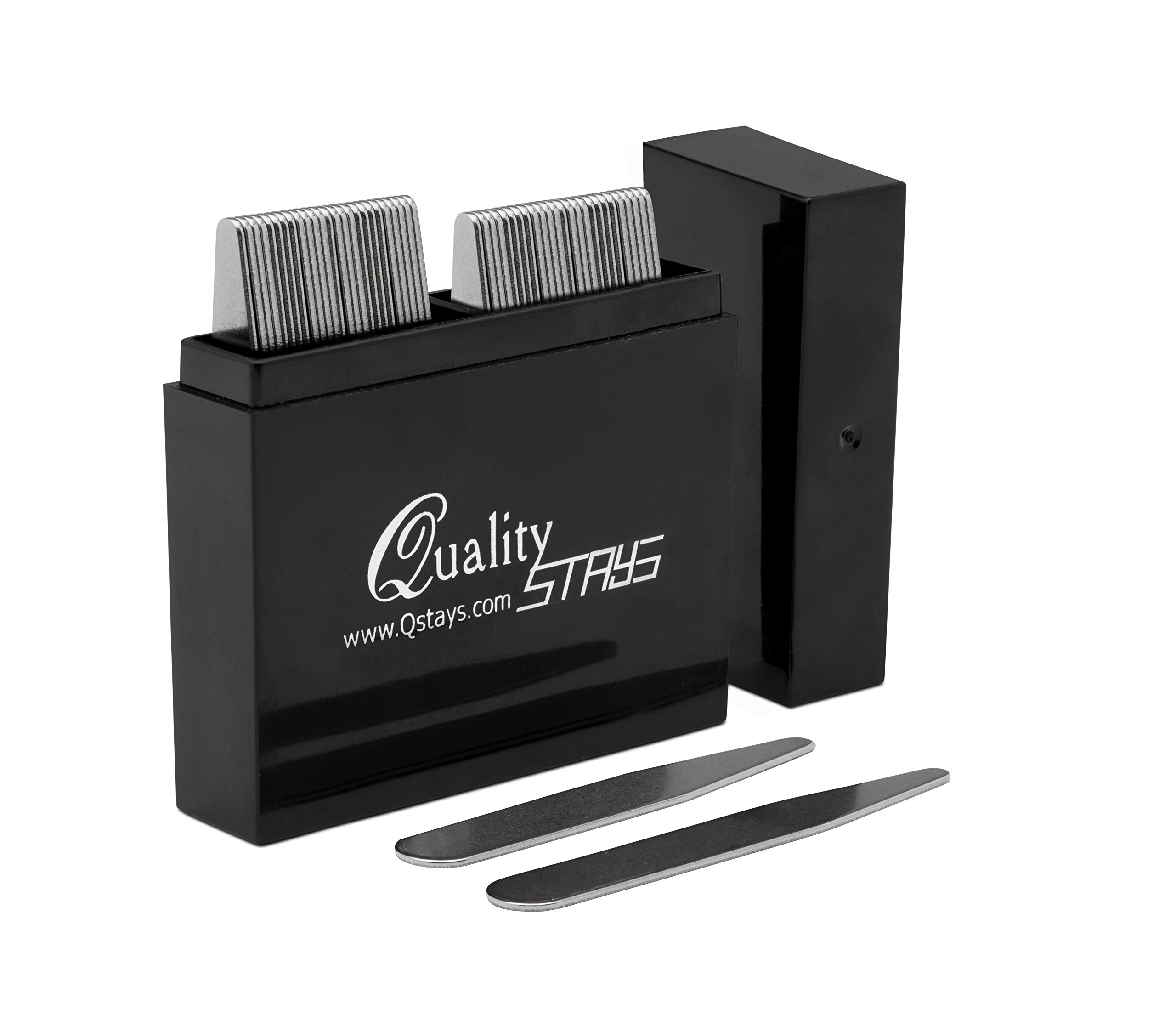 50 Premium Stainless Steel Collar Stays for Dress Shirts - Divided Storage Box Included - Perfect for Business, Weddings & Formal Events