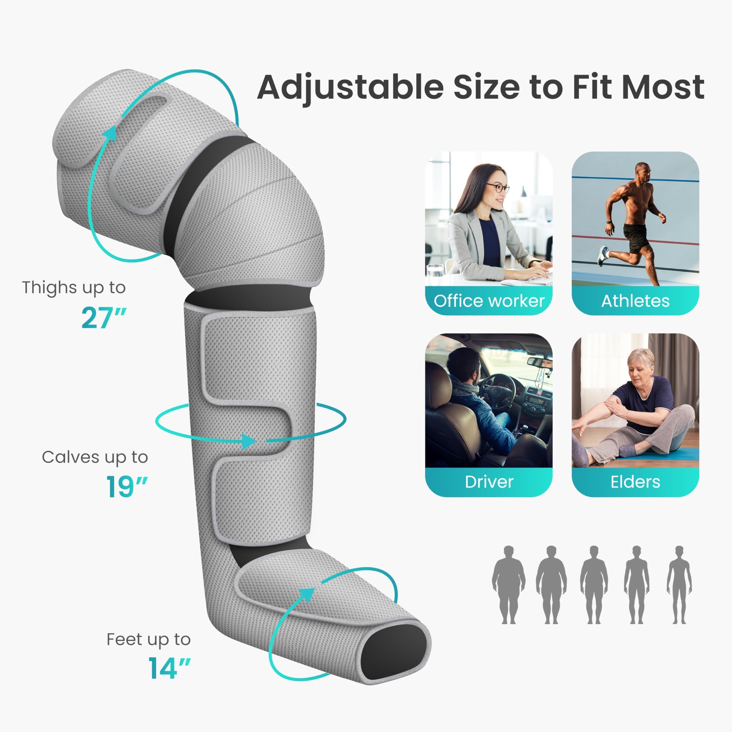 Snailax Leg Massager with Heat & Air Compression - 3 Modes & 3 Intensity Levels for Circulation, Pain Relief - FSA/HSA Eligible Calf & Foot Massage Boots - Perfect for Relaxation, Muscle Recovery & Home Therapy