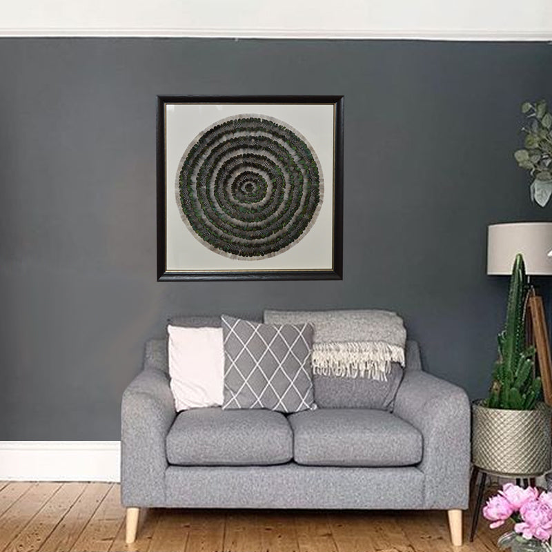 Mixed Green Feather Wall Art Decor - Handmade Bohemian Style Home Decor for Living Room, Bedroom & Office - Perfect for Boho, Farmhouse & Modern Interior Design