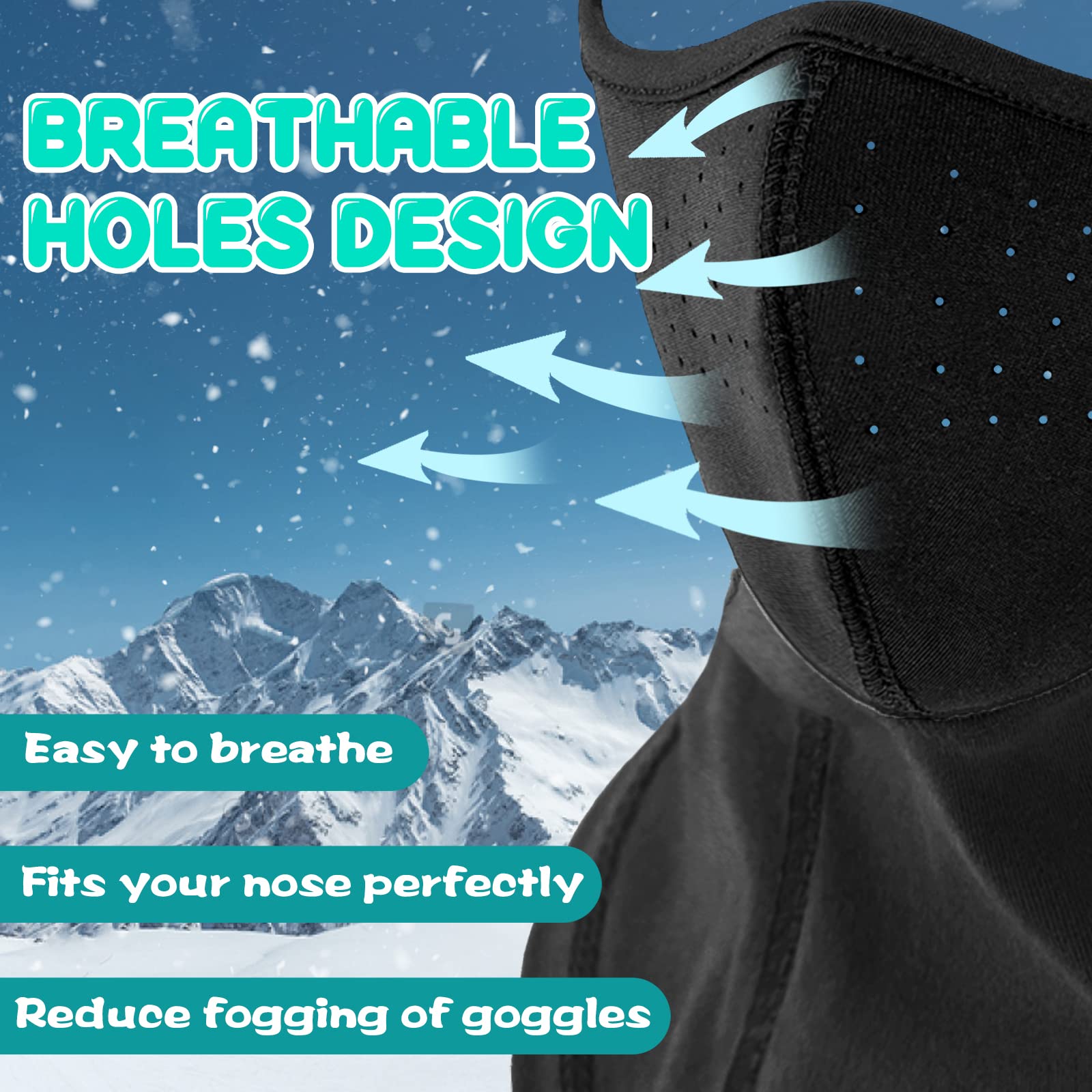 Kids Balaclava Ski Mask - Winter Breathable Face Cover for Boys & Girls - Windproof Fleece Neck Warmer for Cold Weather - Perfect for Skiing, Snowboarding & Outdoor Winter Activities