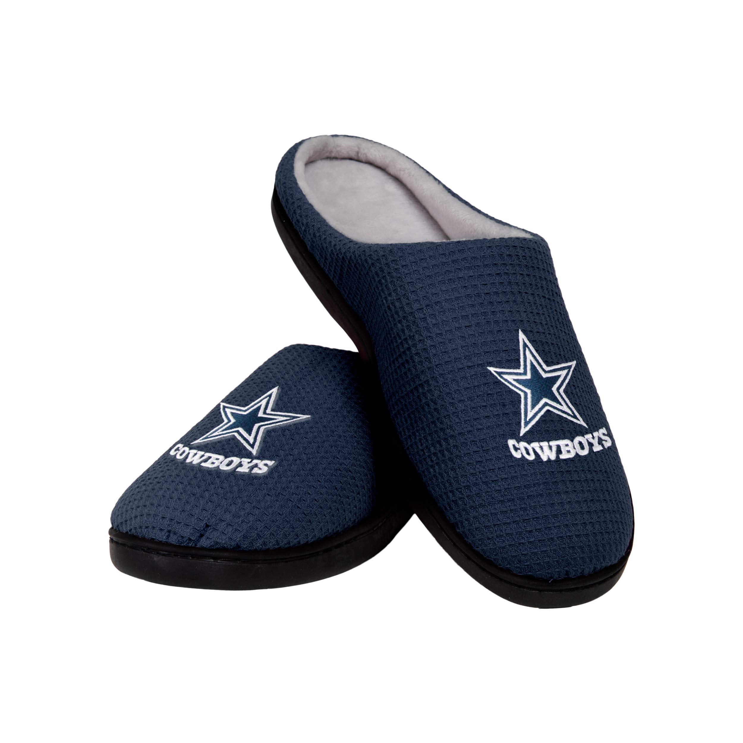 FOCO Men's NFL Team Logo Memory Foam Slide Slippers - Comfortable House Shoes for Indoor/Outdoor Wear - Perfect for Lounging, Travel & Gameday