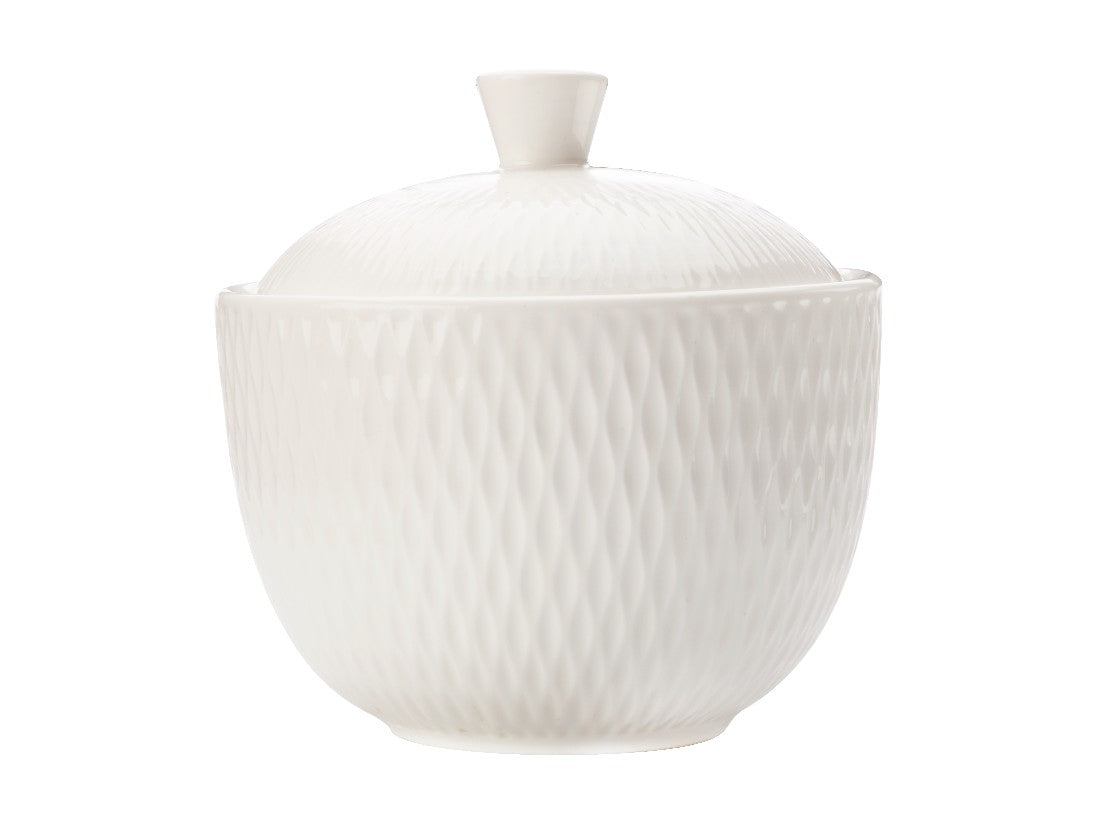 Maxwell & Williams White Basics Diamonds Sugar Bowl - Elegant Porcelain Tea Sugar Container with Lid - Perfect for Afternoon Tea, Coffee Service & Dessert Presentation