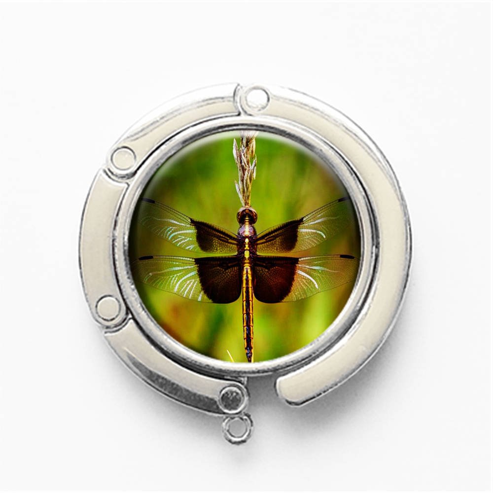 RhyNSky Foldable Dragonfly Purse Hanger - Portable Handbag Hook Holder for Table & Desk (C197) | Perfect for Restaurants, Travel & Home Organization