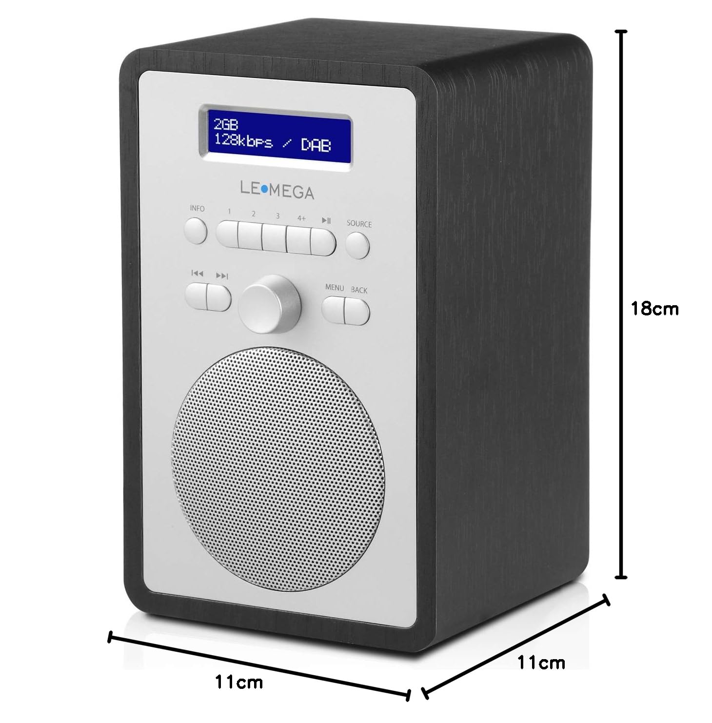 LEMEGA CR2+ DAB/DAB+ Digital Radio with FM, Dual Alarm Clock, Sleep Timer & 20 Preset Stations - Wood Effect Black Oak Finish for Kitchen, Bedroom & Office Use