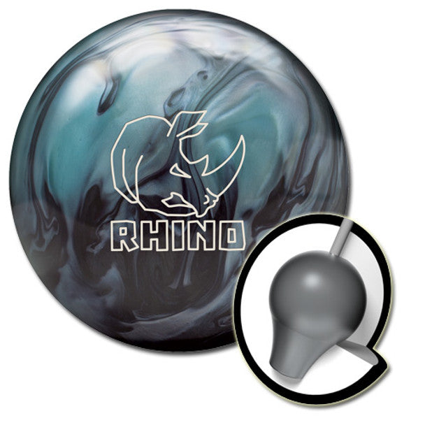 Brunswick Rhino Bowling Ball - High Performance Metallic Blue/Black for Strikes & Spares | Perfect for League Play & Pro Bowling Tournaments