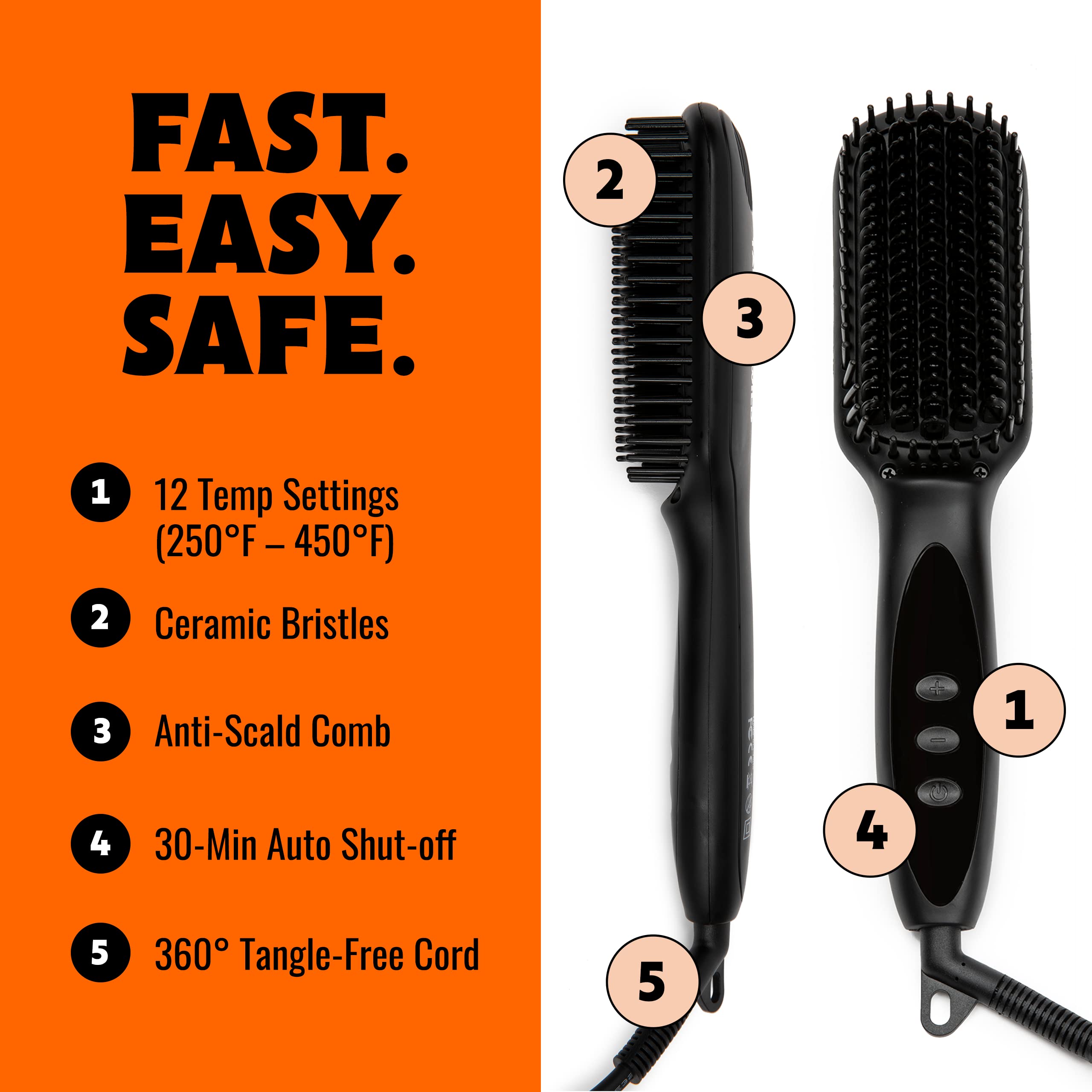 Tame The Wild Pro Beard Grooming Kit for Men - Heated Beard Straightener with 12 Temperature Settings, Heat Protectant Spray, Beard Soap, Balm, Comb & Travel Case - Perfect Gift Set for Home, Travel & Professional Styling