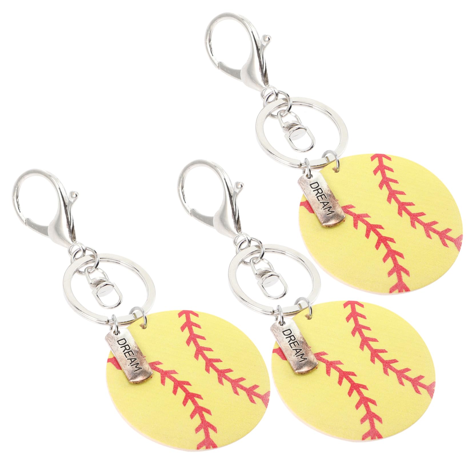 3 Pcs Softball Keychain Set - Softball Party Favors, Player Gifts, Sports Keyrings for Boys, Key Hanging Decorations - Perfect for Softball Enthusiasts and Team Spirit Accessories